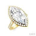3/4 Ctw Marquise Shape Round Cut Diamond Halo Semi-Mount Engagement Ring in 14K Yellow Gold