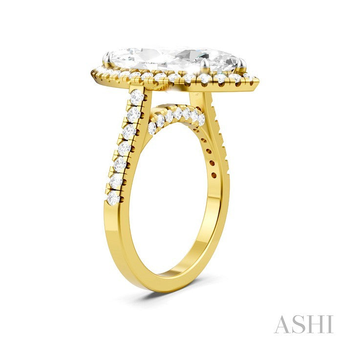 3/4 Ctw Marquise Shape Round Cut Diamond Halo Semi-Mount Engagement Ring in 14K Yellow Gold