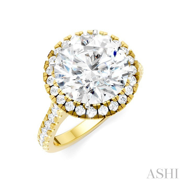 3/4 Ctw Round Shape Round Cut Diamond Halo Semi-Mount Engagement Ring in 14K Yellow Gold
