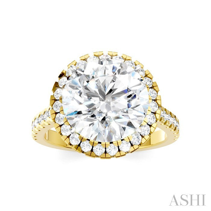 3/4 Ctw Round Shape Round Cut Diamond Halo Semi-Mount Engagement Ring in 14K Yellow Gold