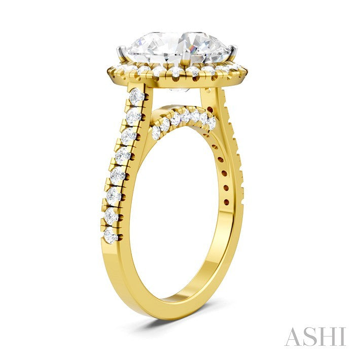 3/4 Ctw Round Shape Round Cut Diamond Halo Semi-Mount Engagement Ring in 14K Yellow Gold