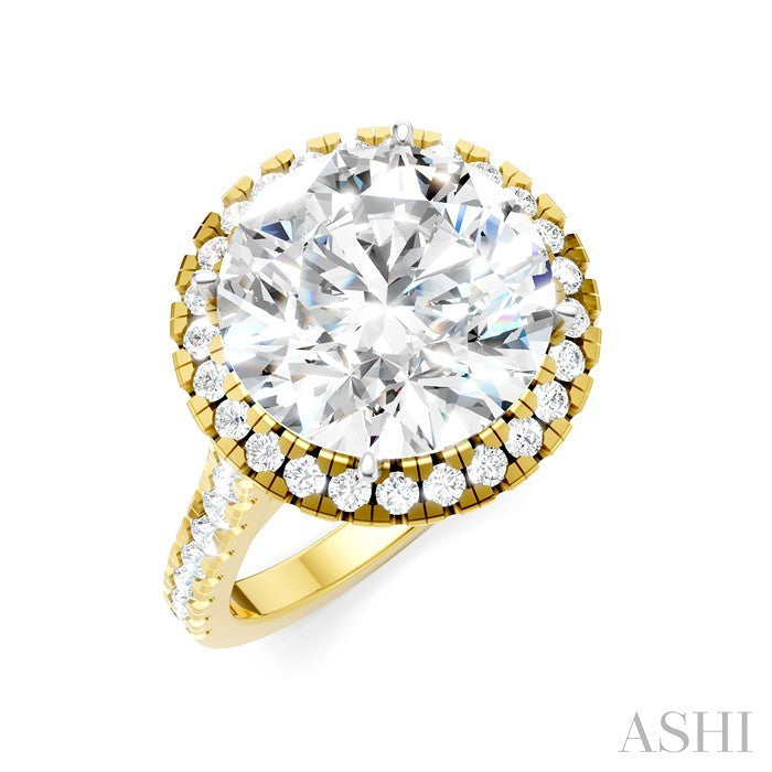 3/4 Ctw Round Shape Round Cut Diamond Halo Semi-Mount Engagement Ring in 14K Yellow Gold