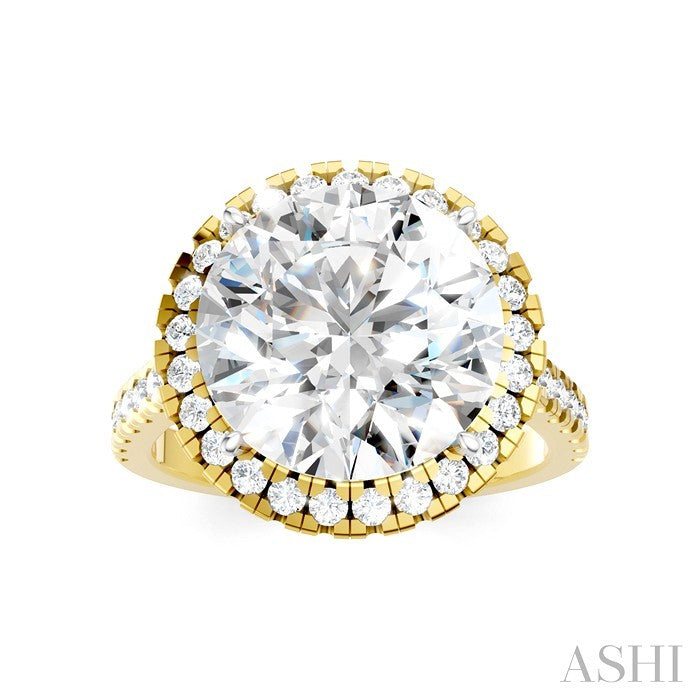 3/4 Ctw Round Shape Round Cut Diamond Halo Semi-Mount Engagement Ring in 14K Yellow Gold