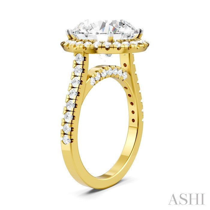 3/4 Ctw Round Shape Round Cut Diamond Halo Semi-Mount Engagement Ring in 14K Yellow Gold