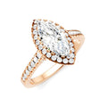 1/2 Ctw Marquise Shape Round Cut Diamond Halo Semi-Mount Engagement Ring in 14K Rose Gold