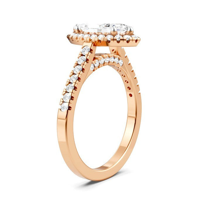 1/2 Ctw Marquise Shape Round Cut Diamond Halo Semi-Mount Engagement Ring in 14K Rose Gold