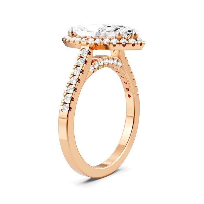 1/2 Ctw Marquise Shape Round Cut Diamond Halo Semi-Mount Engagement Ring in 14K Rose Gold