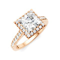 1/2 Ctw Princess Shape Round Cut Diamond Halo Semi-Mount Engagement Ring in 14K Rose Gold