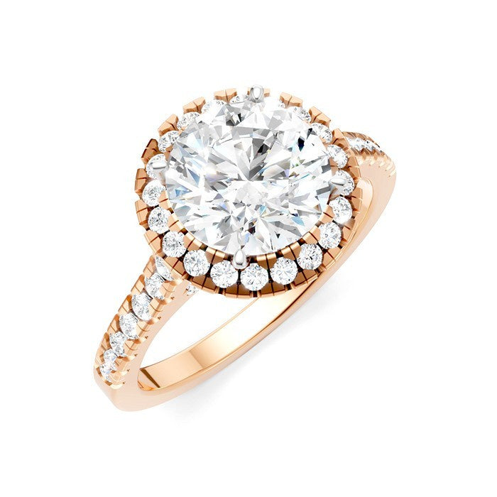1/2 Ctw Round Shape Round Cut Diamond Halo Semi-Mount Engagement Ring in 14K Rose Gold