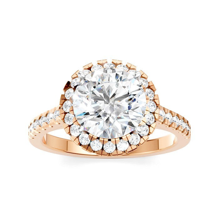 1/2 Ctw Round Shape Round Cut Diamond Halo Semi-Mount Engagement Ring in 14K Rose Gold