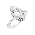 1/2 Ctw Marquise Shape Round Cut Diamond Halo Semi-Mount Engagement Ring in 14K White Gold
