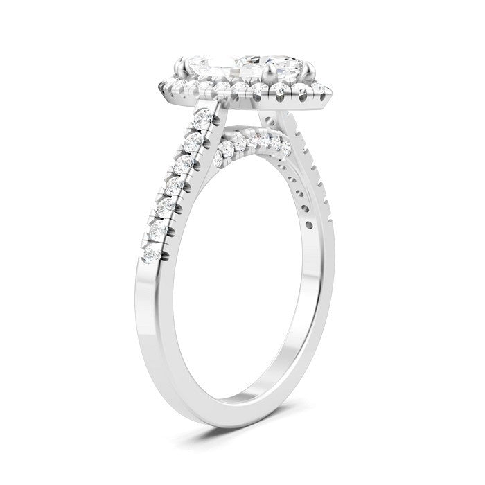 1/2 Ctw Marquise Shape Round Cut Diamond Halo Semi-Mount Engagement Ring in 14K White Gold