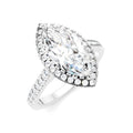 1/2 Ctw Marquise Shape Round Cut Diamond Halo Semi-Mount Engagement Ring in 14K White Gold