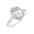 1/2 Ctw Oval Shape Round Cut Diamond Halo Semi-Mount Engagement Ring in 14K White Gold