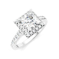 1/2 Ctw Princess Shape Round Cut Diamond Halo Semi-Mount Engagement Ring in 14K White Gold