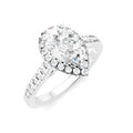 1/2 Ctw Pear Shape Round Cut Diamond Halo Semi-Mount Engagement Ring in 14K White Gold