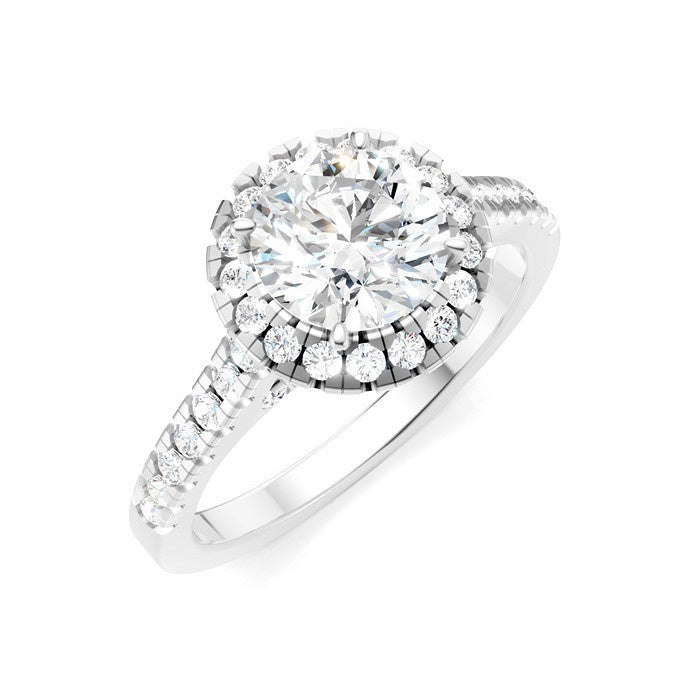 1/2 Ctw Round Shape Round Cut Diamond Halo Semi-Mount Engagement Ring in 14K White Gold