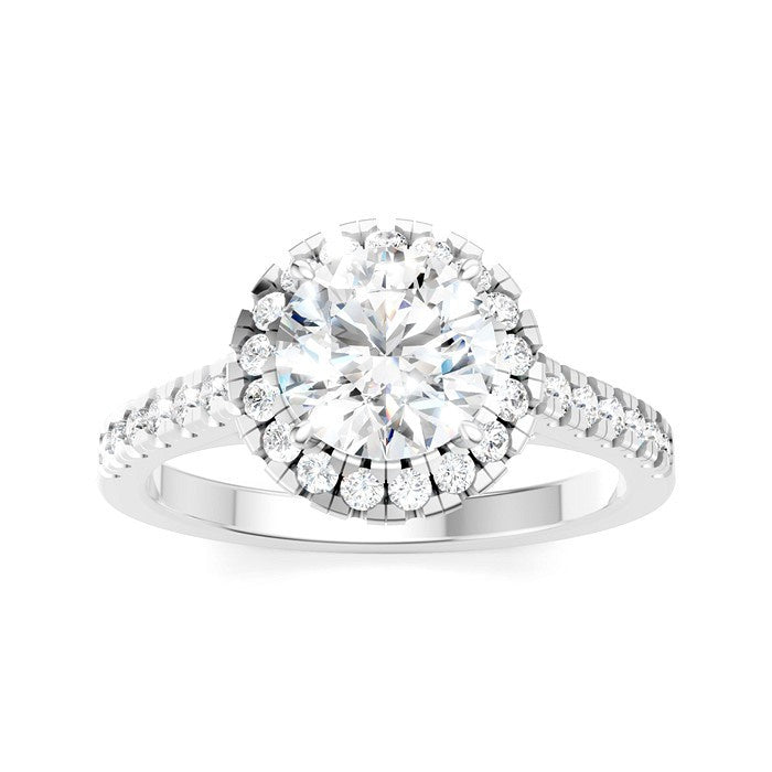 1/2 Ctw Round Shape Round Cut Diamond Halo Semi-Mount Engagement Ring in 14K White Gold