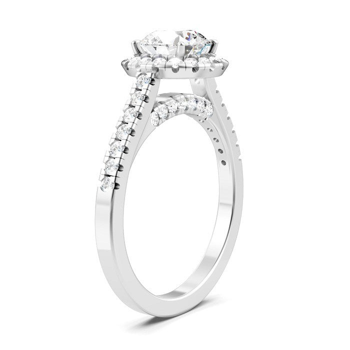 1/2 Ctw Round Shape Round Cut Diamond Halo Semi-Mount Engagement Ring in 14K White Gold
