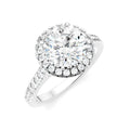 1/2 Ctw Circular Shape Round Cut Diamond Halo Semi-Mount Engagement Ring in 14K White Gold