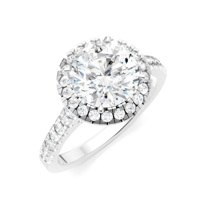 1/2 Ctw Circular Shape Round Cut Diamond Halo Semi-Mount Engagement Ring in 14K White Gold