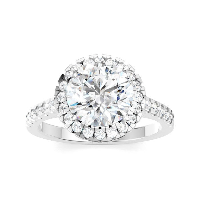 1/2 Ctw Circular Shape Round Cut Diamond Halo Semi-Mount Engagement Ring in 14K White Gold