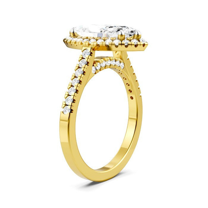 1/2 Ctw Marquise Shape Round Cut Diamond Halo Semi-Mount Engagement Ring in 14K Yellow Gold