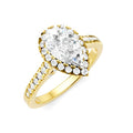 1/2 Ctw Pear Shape Round Cut Diamond Halo Semi-Mount Engagement Ring in 14K Yellow Gold