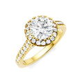 1/2 Ctw Round Shape Round Cut Diamond Halo Semi-Mount Engagement Ring in 14K Yellow Gold