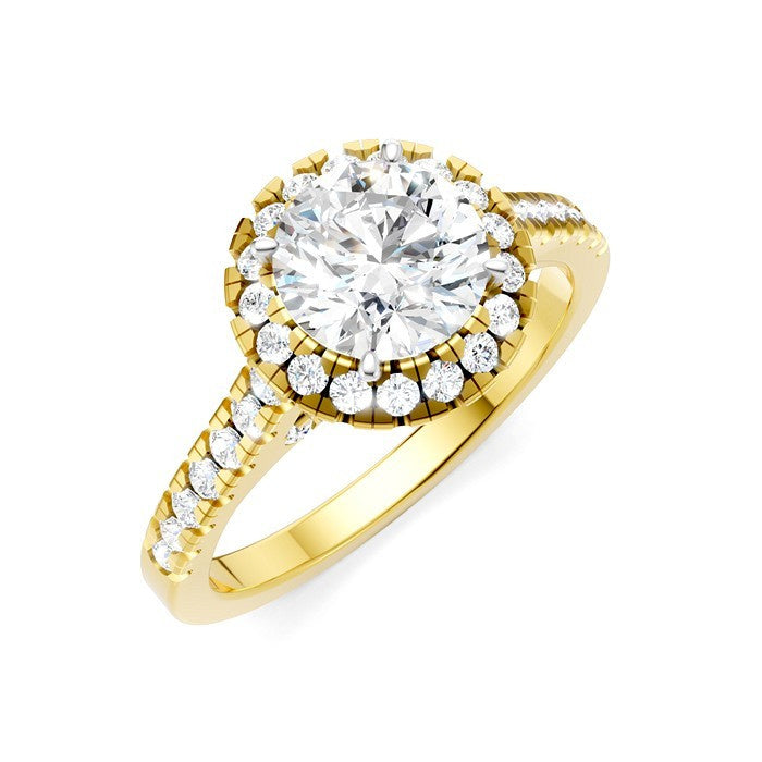 1/2 Ctw Round Shape Round Cut Diamond Halo Semi-Mount Engagement Ring in 14K Yellow Gold