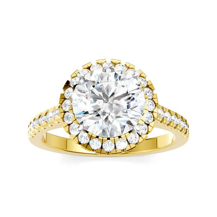 1/2 Ctw Round Shape Round Cut Diamond Halo Semi-Mount Engagement Ring in 14K Yellow Gold
