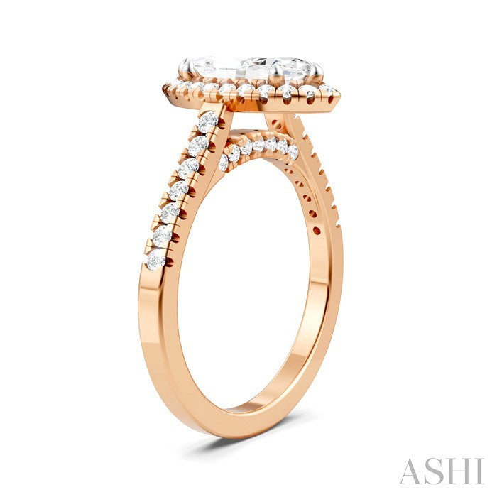 1/2 Ctw Marquise Shape Round Cut Diamond Halo Semi-Mount Engagement Ring in 14K Rose Gold