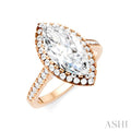 1/2 Ctw Marquise Shape Round Cut Diamond Halo Semi-Mount Engagement Ring in 14K Rose Gold