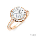 1/2 Ctw Round Shape Round Cut Diamond Halo Semi-Mount Engagement Ring in 14K Rose Gold