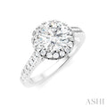 1/2 Ctw Round Shape Round Cut Diamond Halo Semi-Mount Engagement Ring in 14K White Gold