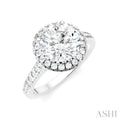 1/2 Ctw Circular Shape Round Cut Diamond Halo Semi-Mount Engagement Ring in 14K White Gold