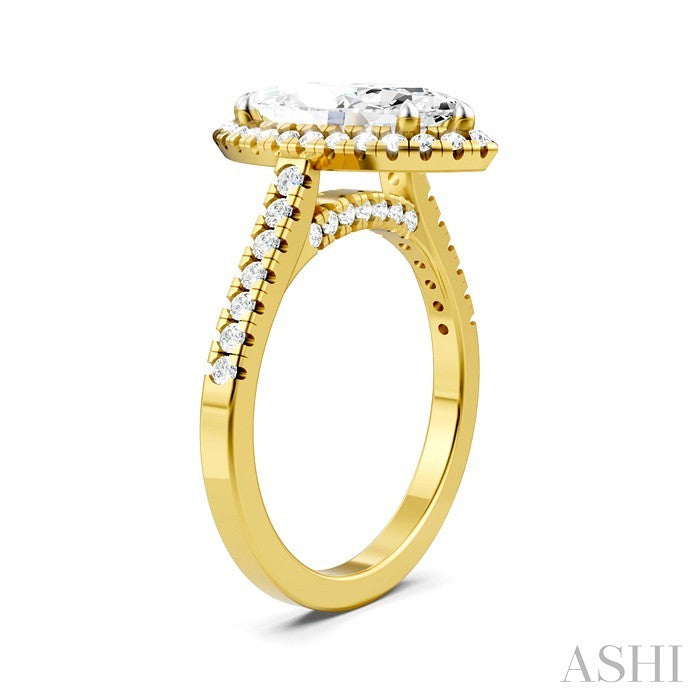1/2 Ctw Marquise Shape Round Cut Diamond Halo Semi-Mount Engagement Ring in 14K Yellow Gold