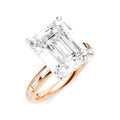 1/3 Ctw Emerald Shape Baguette and Round Cut Diamond Semi-Mount Engagement Ring in 14K Rose and White Gold