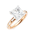 1/3 Ctw Akari Princess Shape Baguette and Round Cut Diamond Semi Mount Engagement Ring in 14K Rose and White Gold