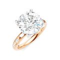 1/3 Ctw Akari Circular Shape, Baguette and Round Cut Diamond Semi Mount Engagement Ring in 14K Rose and White Gold