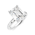 1/3 Ctw Emerald Shape Baguette and Round Cut Diamond Semi-Mount Engagement Ring in 14K White Gold