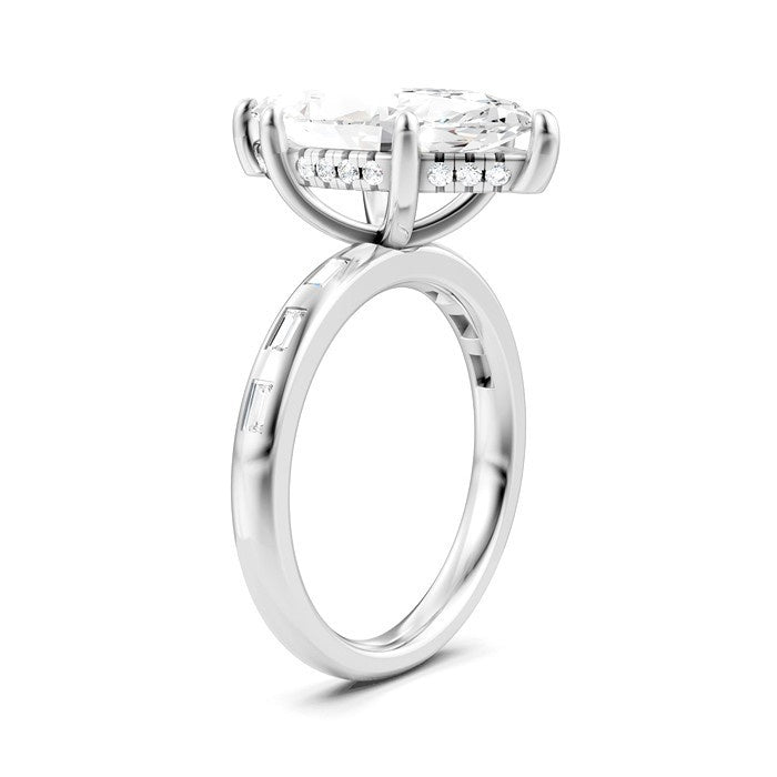 1/3 Ctw Akari Marquise Shape Baguette and Round Cut Diamond Semi Mount Engagement Ring in 14K White Gold