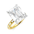 1/3 Ctw Emerald Shape Baguette and Round Cut Diamond Semi-Mount Engagement Ring in 14K Yellow and White Gold