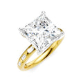 1/3 Ctw Princess Shape Baguette and Round Cut Diamond Semi-Mount Engagement Ring in 14K Yellow and White Gold