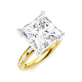 1/3 Ctw Princess Shape Baguette and Round Cut Diamond Semi-Mount Engagement Ring in 14K Yellow and White Gold