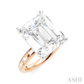 1/3 Ctw Emerald Shape Baguette and Round Cut Diamond Semi-Mount Engagement Ring in 14K Rose and White Gold