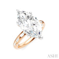 1/3 Ctw Akari Marquise Shape Baguette and Round Cut Diamond Semi Mount Engagement Ring in 14K Rose and White Gold