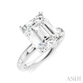 1/3 Ctw Emerald Shape Baguette and Round Cut Diamond Semi-Mount Engagement Ring in 14K White Gold