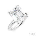 1/3 Ctw Emerald Shape Baguette and Round Cut Diamond Semi-Mount Engagement Ring in 14K White Gold