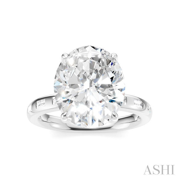 1/3 Ctw Oval Shape Baguette and Round Cut Diamond Semi-Mount Engagement Ring in 14K White Gold